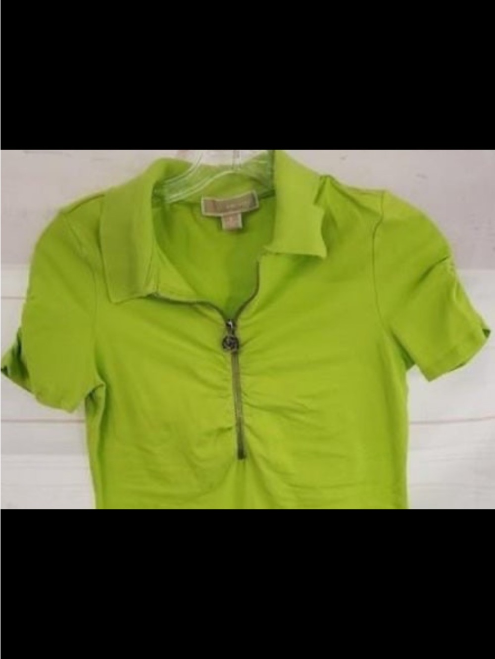MICHAEL Michael Kors Lime Green Short-Sleeve Zip Polo Top